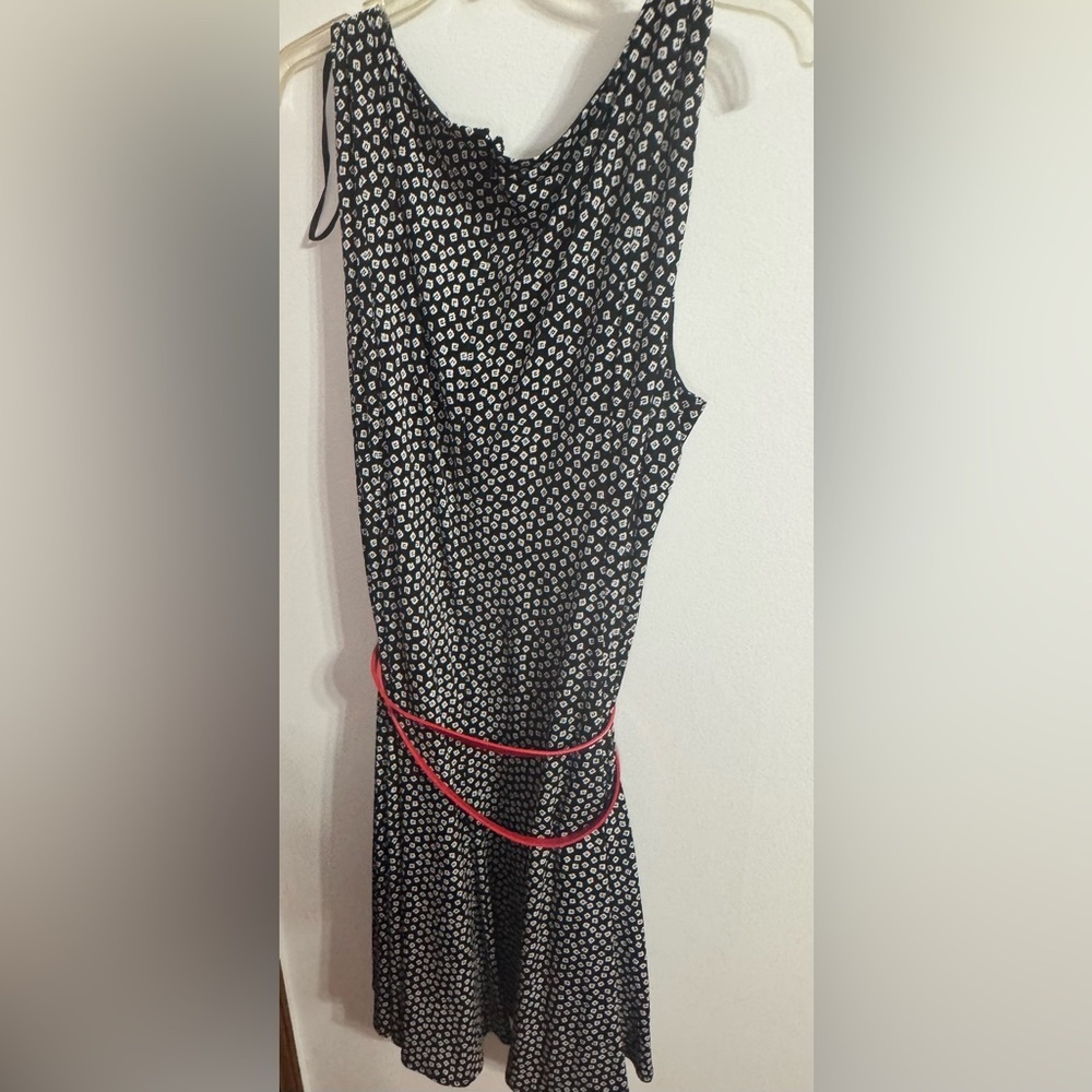 NWOT Dress Barn Black and White Polka Dot Dress with Red belt